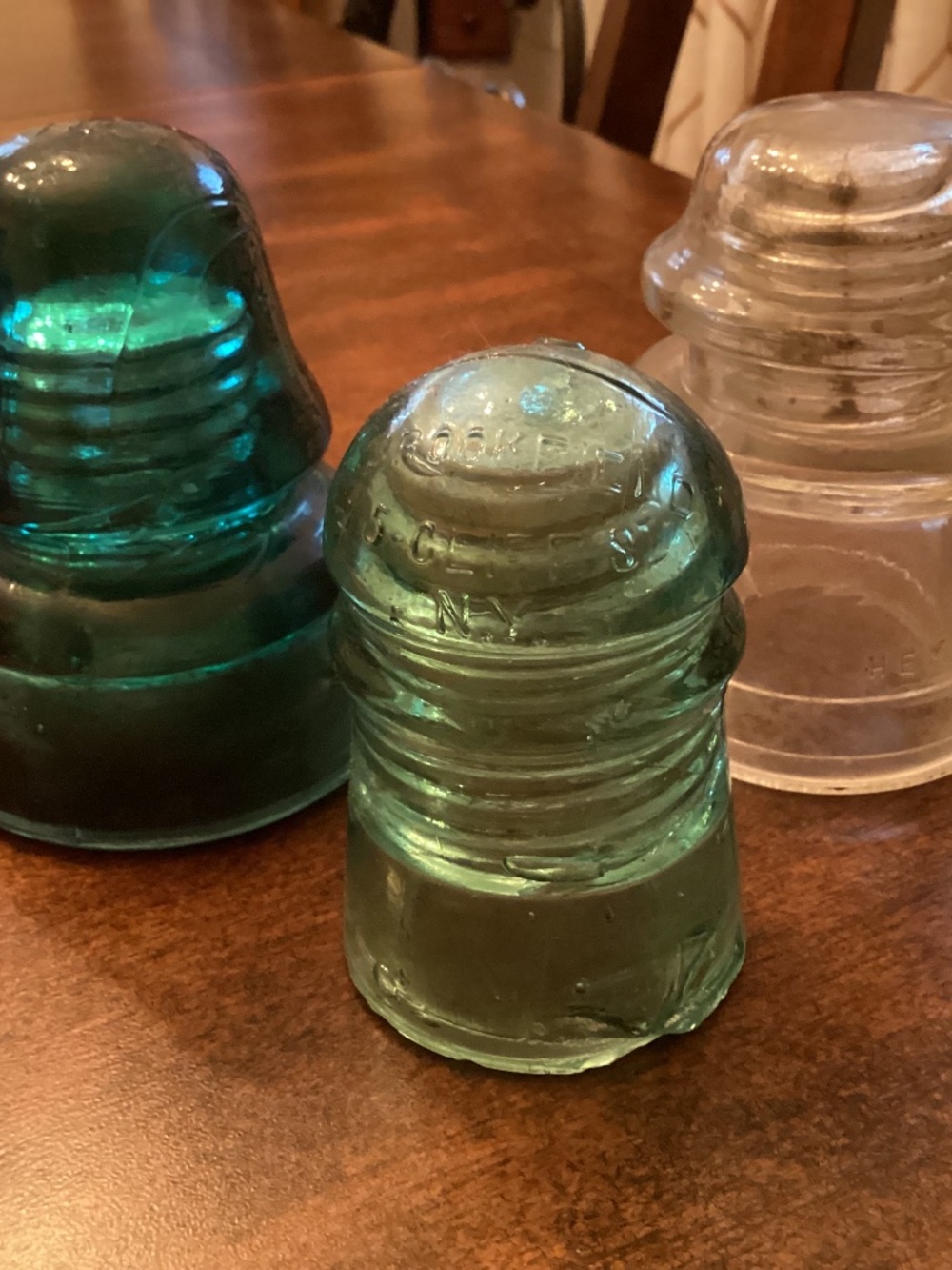 3 railroad glass insulators